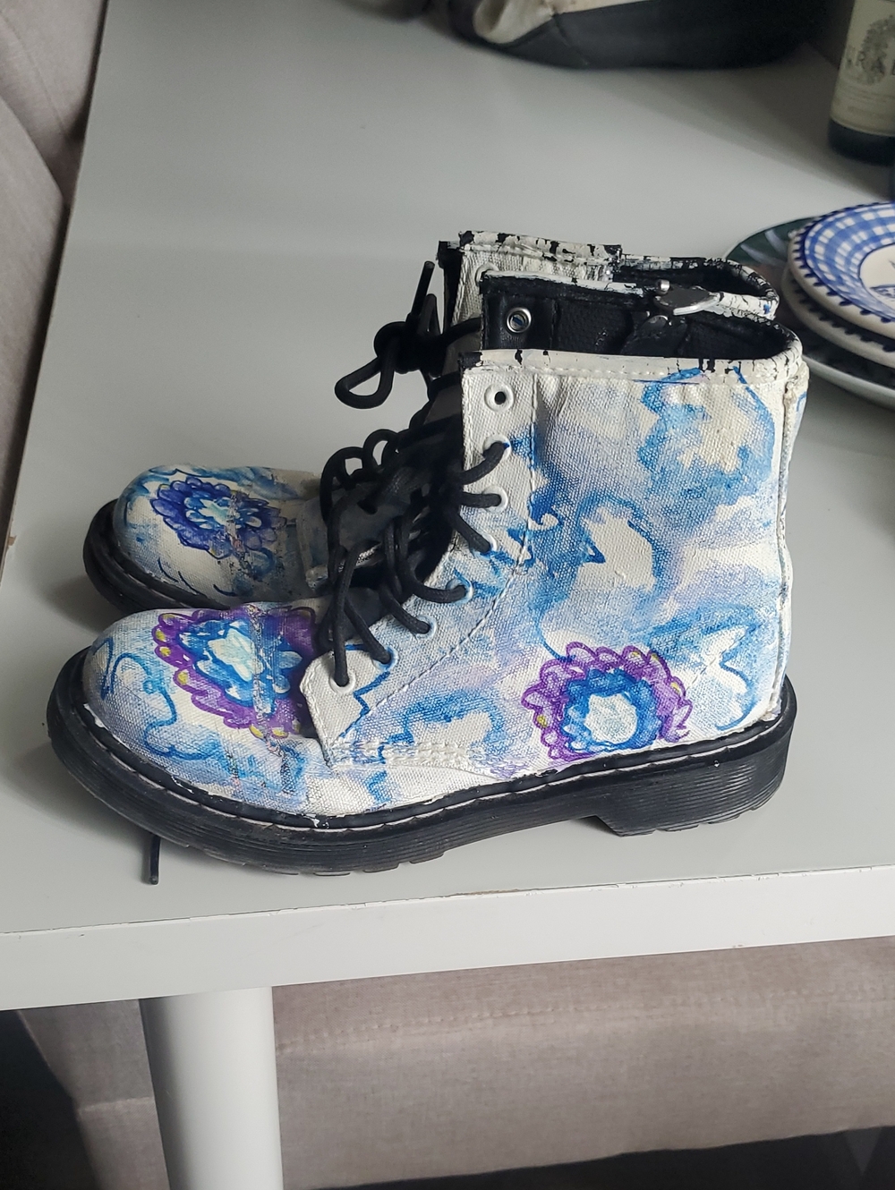 Hand-Painted Floral Dr. Martens Kids Size 2